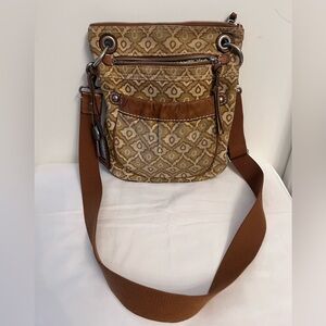 Vintage Y2K Brown Patterned Fossil Crossbody Bag